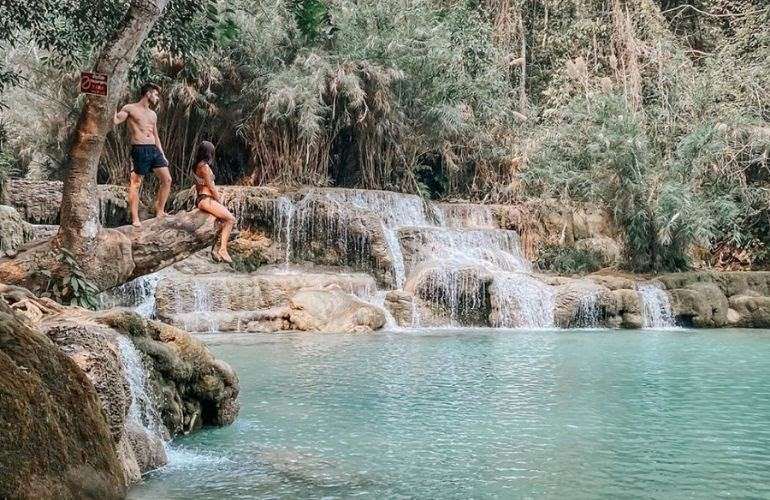 Swim at Kuang Si waterfall