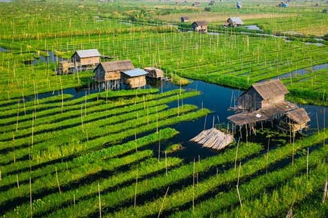 Inle Lake is the second largest lake in Myanmar embellished with floating gardens and splendid mountainous scenery