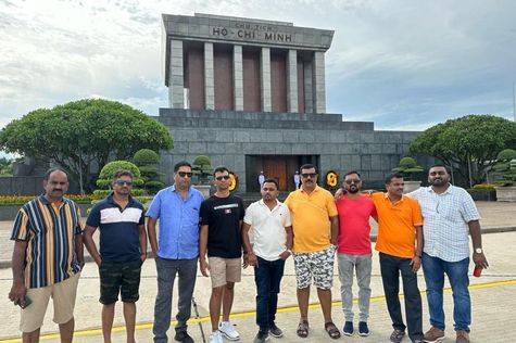 Indian tourists at Ho Chi Minh Mausoleum in Hanoi