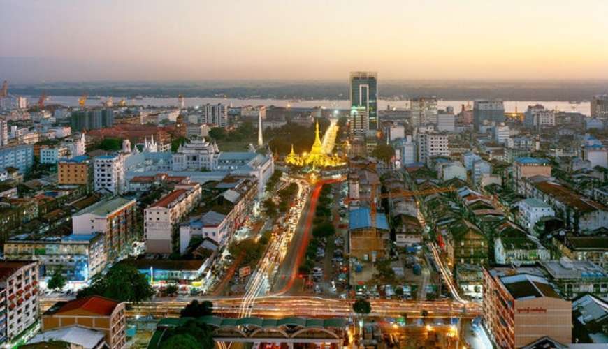 Panoramic view of Yangon city.