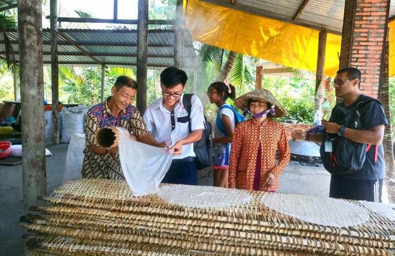 Visiting a rice noodle factory in Mekong Delta